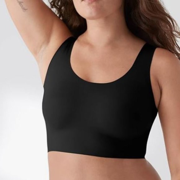 True & Co Black True Body Scoop Neck Wireless Bra - Picture 1 of 4